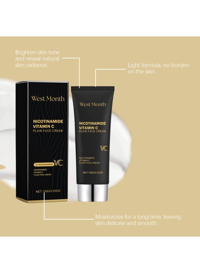 West Month Nicotinamide Vitamin C Plain Face Cream 100g Brightening Moisturizing Skincare for Daily Use Improves Skin Tone Hydration Oil Control Anti Dullness Acne Repair Smooth Soft Glow Healthy Look - Image 4